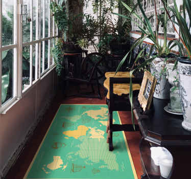 World Map with boats vinyl rug - TenStickers