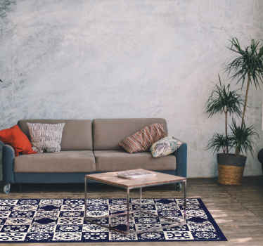 Alfombra vinílica hidráulica azulejos intrincados - TenVinilo