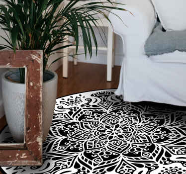 tapis vinyle mandala noir et blanc - TenStickers