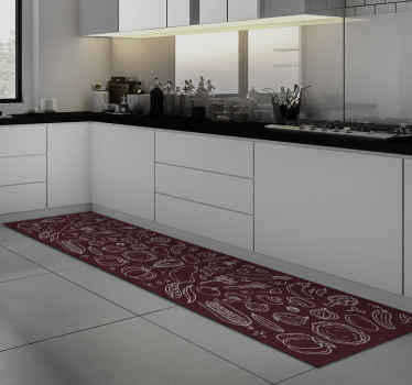 Red Food covered kitchen vinyl rug - TenStickers