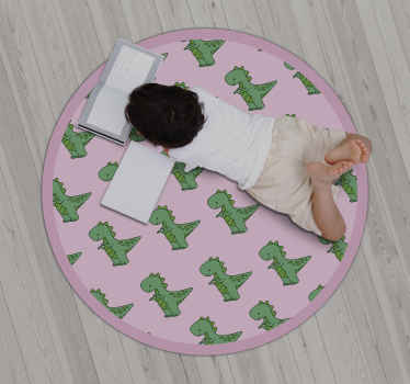 little dinosaurs on pink  kids vinyl rug - TenStickers