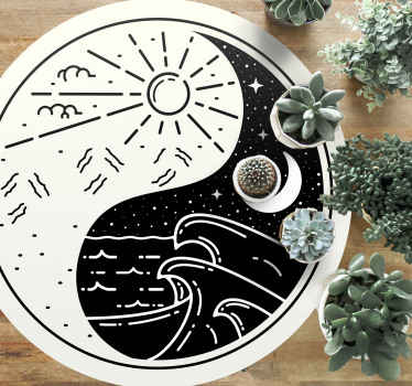 Vinyl Teppich nordisch yin-yang-ozean - TenStickers