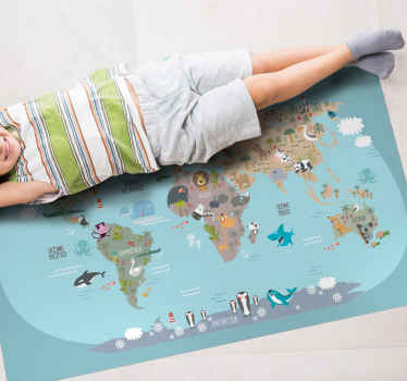 Alfombra de vinilo mapamundi infantil - TenVinilo