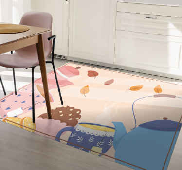 Vinyl Teppich Blumen teezeit-illustration - TenStickers