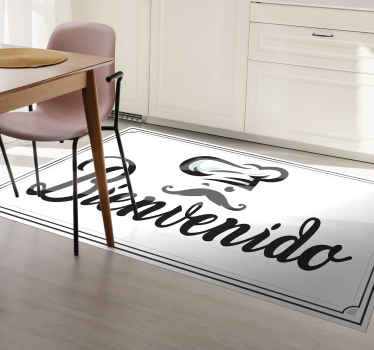 Alfombra vinílica cocina frase bienvenido - TenVinilo