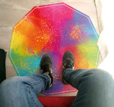 Colorful Splattered Hexagon marble vinyl rug - TenStickers