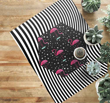 Flamingo stribet sekskant vinyltæpper med dyr - TenStickers