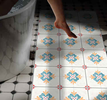 Vinyl Teppich Fliesenoptik blumenfliesenmotiv - TenStickers