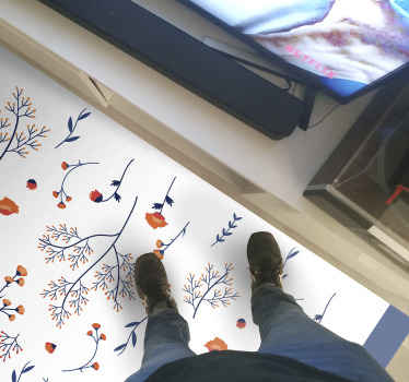 Alfombra vinílica flores motivo botánico de otoño - TenVinilo
