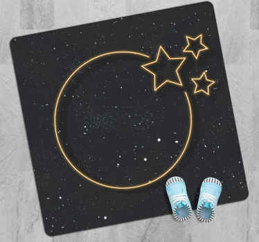 Alfombra vinílica cuadrada estrellas de neón - TenVinilo