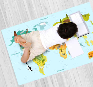 Alfombra vinílica mapamundi mapa educativo - TenVinilo