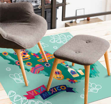 Alfombra vinilo mapamundi cultura mexicana - TenVinilo