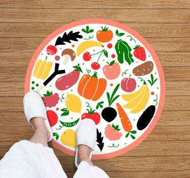 Alfombra vinílica cocina patrón frutas colores - TenVinilo