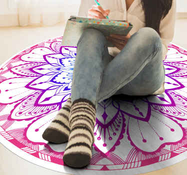 Circular blue and purple mandala rug - TenStickers