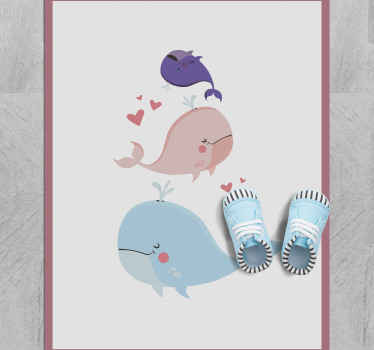 Whimsical Whales Illustration nursery vinyl rug - TenStickers