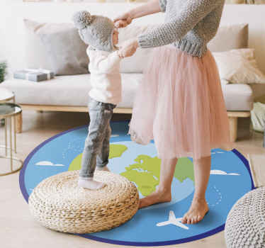 Round modern map world map rug - TenStickers
