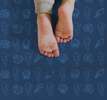 Alfombra vinílica animales ilustración de motivos marinos - TenVinilo