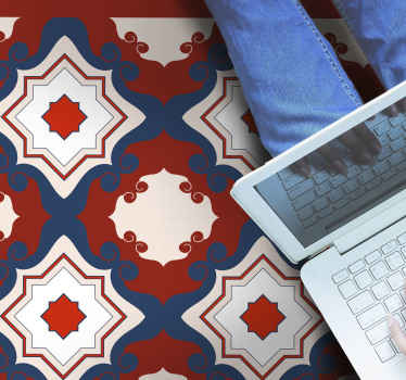 Red Vintage Tiles mosaic floor tiles - TenStickers