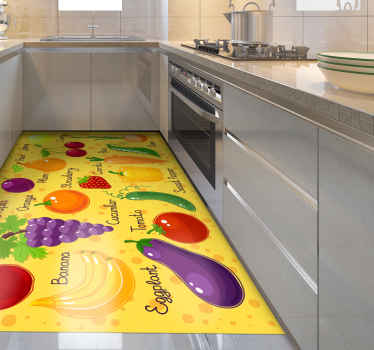 Vegetables with names  kitchen floor tiles - TenStickers