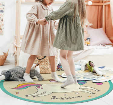 Alfombra vinílica redonda unicornio con nombre - TenVinilo