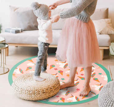 detský vinylový koberec kruh s motívom jednorožca - Tenstickers