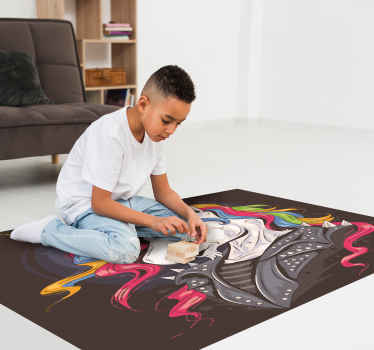 Alfombra vinílica infantil unicornio rockero - TenVinilo