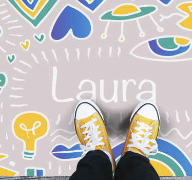 Covor de vinil cu nome covoraș jucăuș personalizat - TenStickers