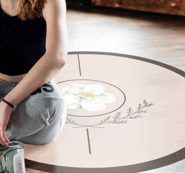 Alfombra vinílica flores emblema del círculo floral - TenVinilo
