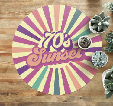 Alfombra vinílica frase vibraciones del atardecer de los 70 - TenVinilo