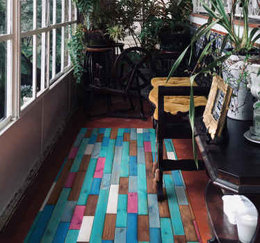 Multicoloured wooden effect vinyl rug - TenStickers