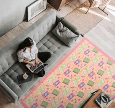 World map doodle vinyl rug - TenStickers
