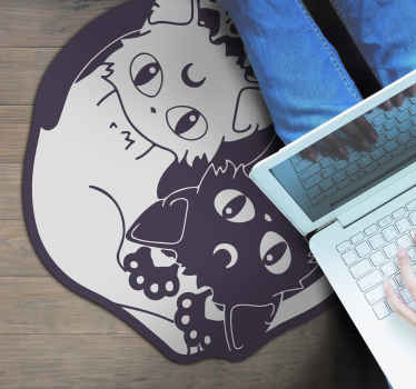 Dywan winylowy Koty anime i ying yang - TenStickers