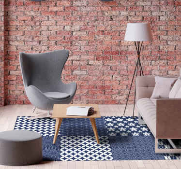 Complex blue and white tile vinyl carpet - TenStickers