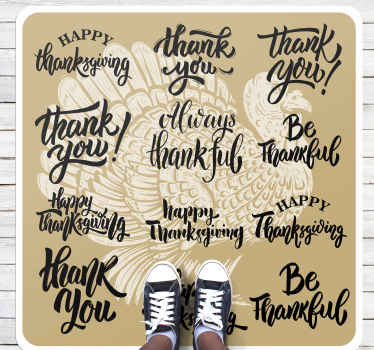 Turkey and thanksgiving quotes vinyl rug - TenStickers