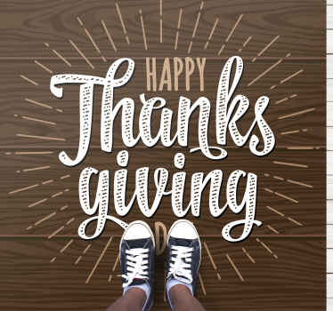 Happy thanksgiving day wood vinyl rug - TenStickers