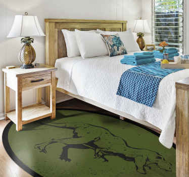 Ronde vinyl vloerkleed donkere groene dino - TenStickers