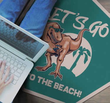 Stranddinosaurusplezier dieren vinyl tapijt - TenStickers