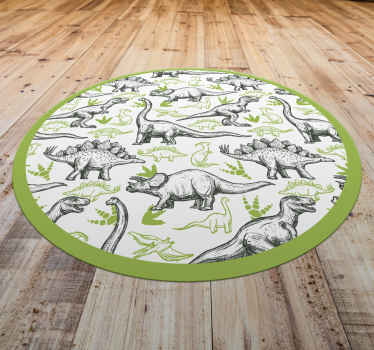Dinosaur Themed Circle kids vinyl rug - TenStickers