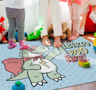 Superheld dinosaurus vinyl tapijt voor meer kinderen - TenStickers