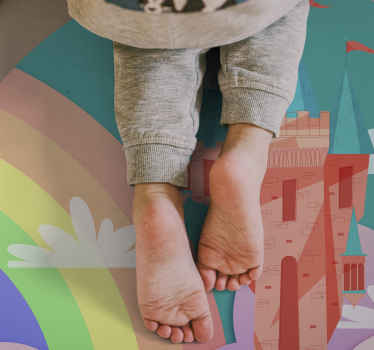 Tapete de vinil rosa mágica castelo princesa crianças - TenStickers