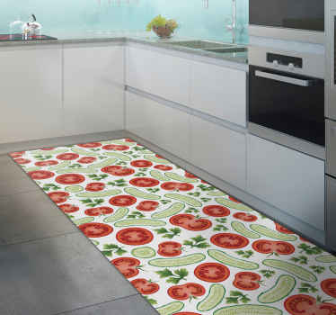 Green and Red Vegetable kitchen vinyl rug - TenStickers