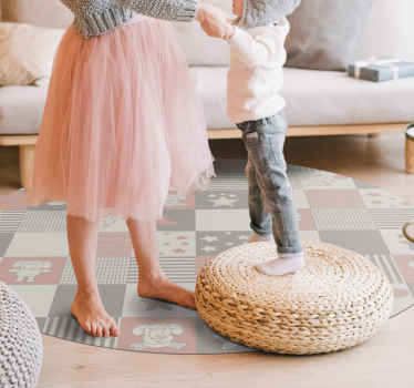 Kruhové severské dlaždice, slony, detský vinylový koberec - Tenstickers