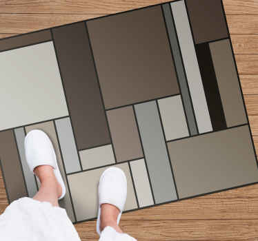 Kahverengi kareler geometrik vinil kilimler - TenStickers