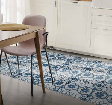 Alfombras vinílicas modernas Lazos circulares azul y blanco - TenVinilo