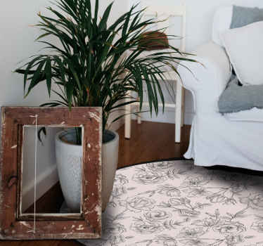 Alfombra vinílica despacho Floral blanco y negro - TenVinilo