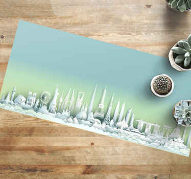 新加坡的天际线大地色客厅地毯 - TenStickers