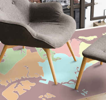Singapore map earth tones world map rug - TenStickers