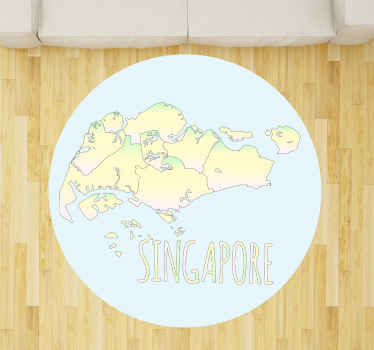 Watercolor Singapore map world map rug - TenStickers