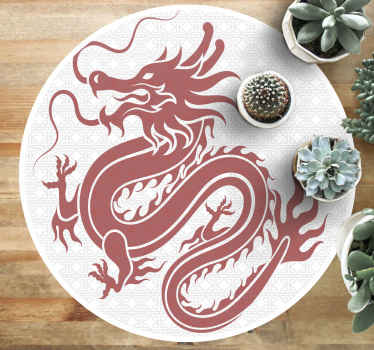Tibetan dragons white background ethnic rug - TenStickers