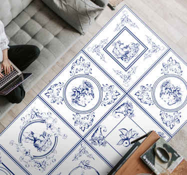 Vinylteppich Vintage Vintage blaue fliesen - TenStickers